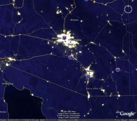 Light Pollution, Southern Arizona, 2007