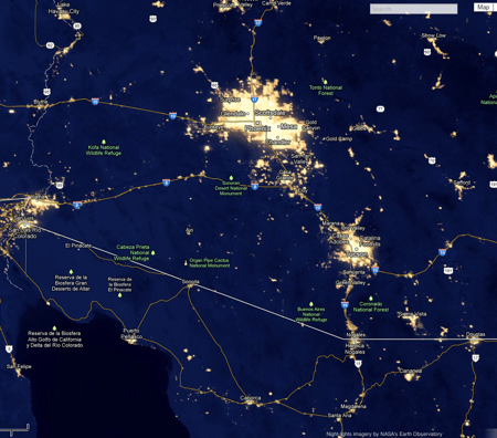 Light Pollution, Southern Arizona, 2012