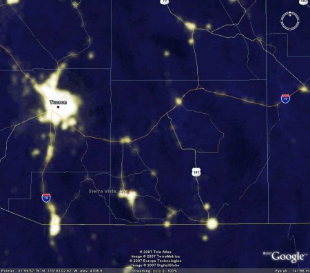 Light Pollution, Southeastern Arizona, 2007